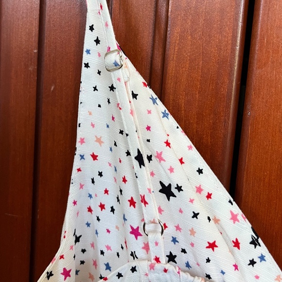 NWT LOFT White Multicolor Stars Twist Open Front Shorts Romper Size 4 - Picture 8 of 12